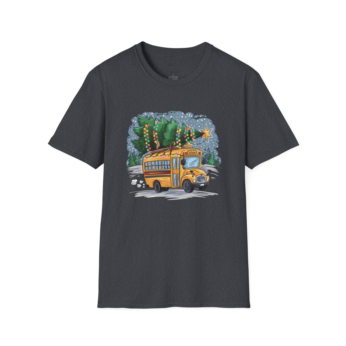 Unisex Softstyle T-Shirt - School Bus with Christmas Tree