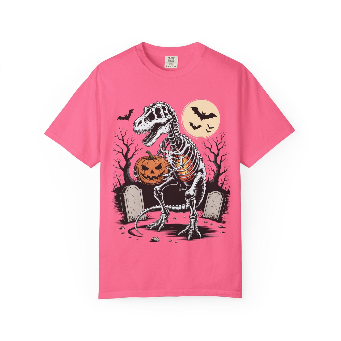 Halloween Skeleton Dino T-Shirt, Unisex Graphic Tee, Spooky T-Shirt, Fall Fashion, Trick or Treat Shirt, Costume Party Top