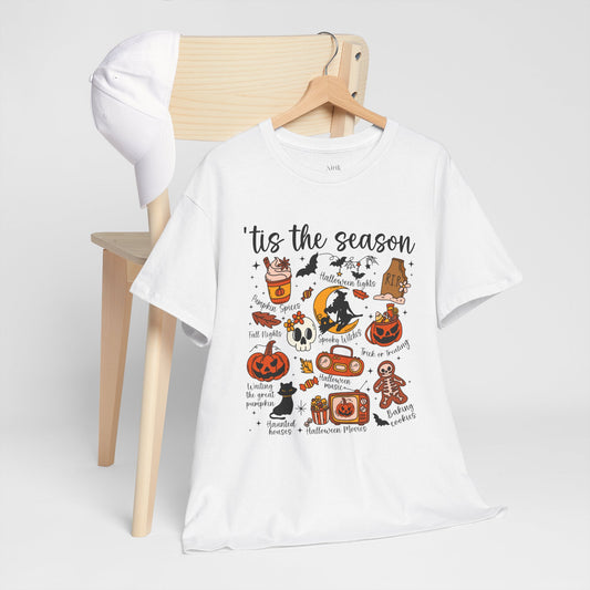 Autumn Halloween Tee, Cozy Cotton T-Shirt, Spooky Season Apparel, Unisex Festive Shirt, Ghostly Gatherings Outfit, Halloween Party Wear