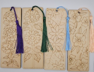 Etched Wooden Bookmarks Four-Pack