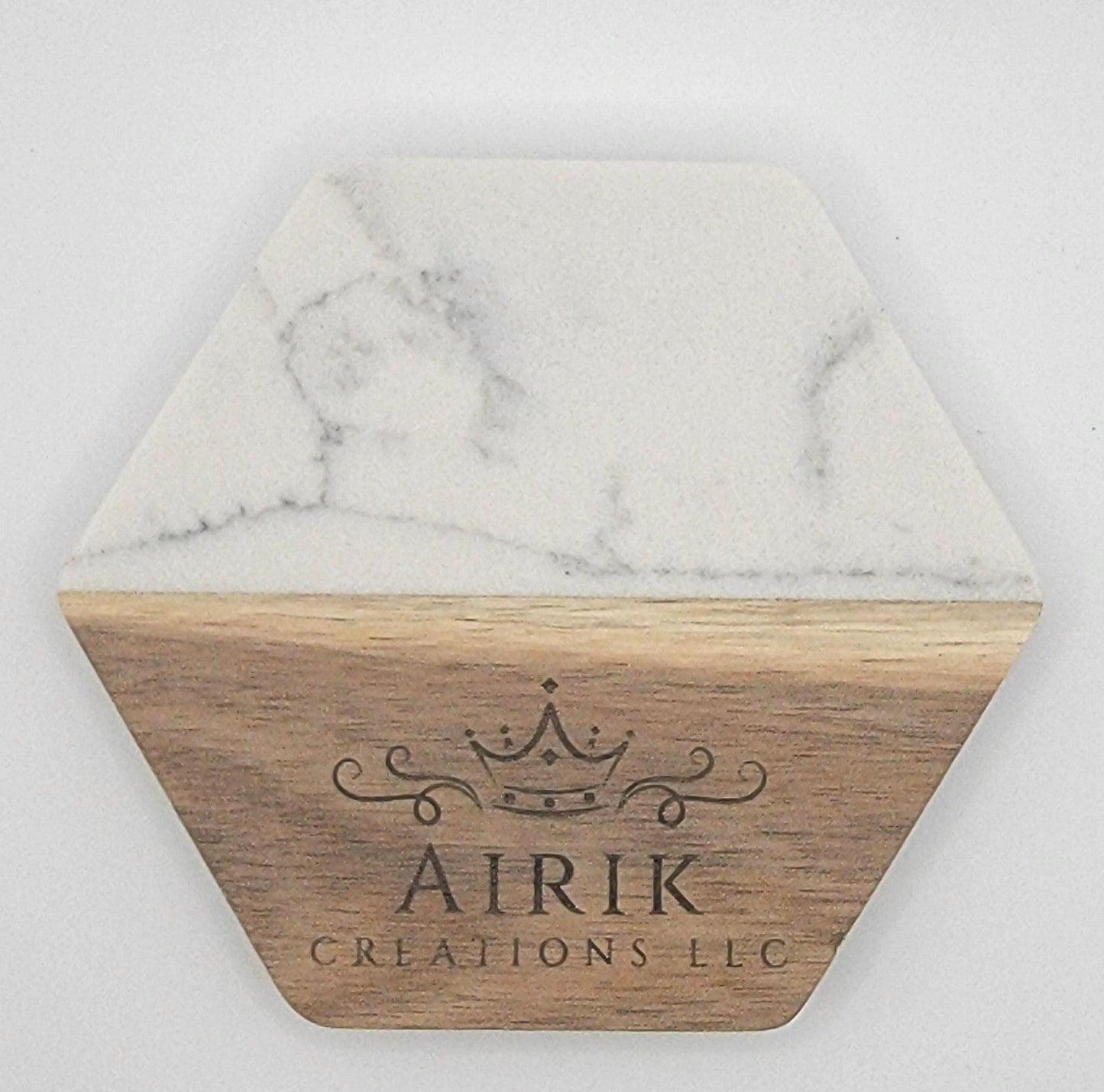 Engraved Marble - Wood Coaster four - pack - Airik Creations LLC