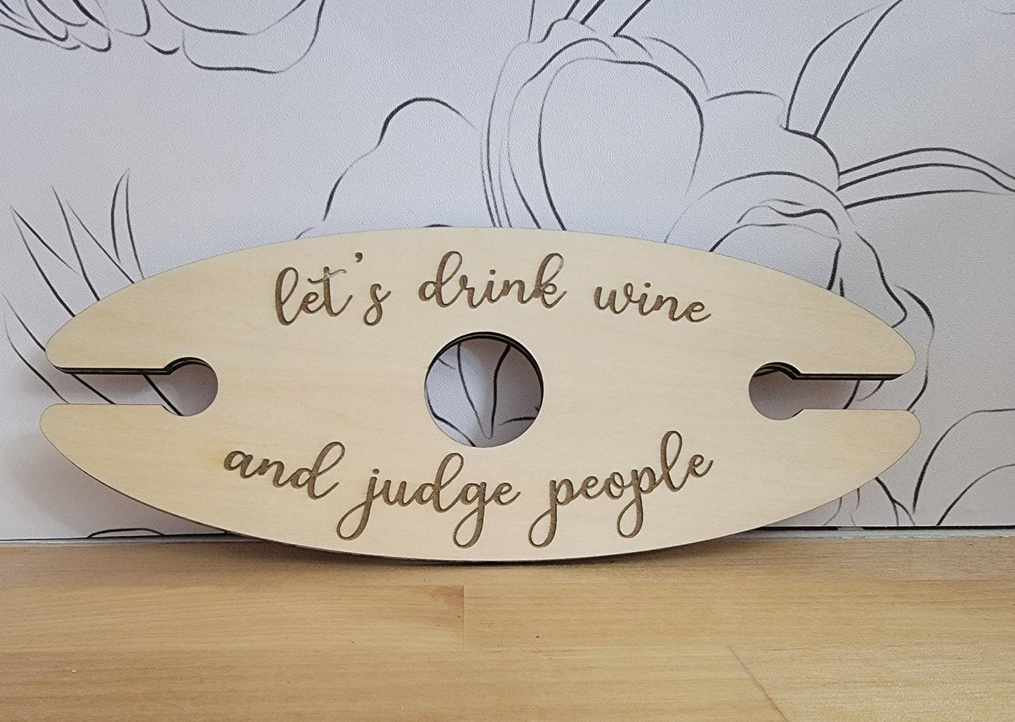 Engraved Wooden Wine Glass and Bottle Holder - Airik Creations LLC