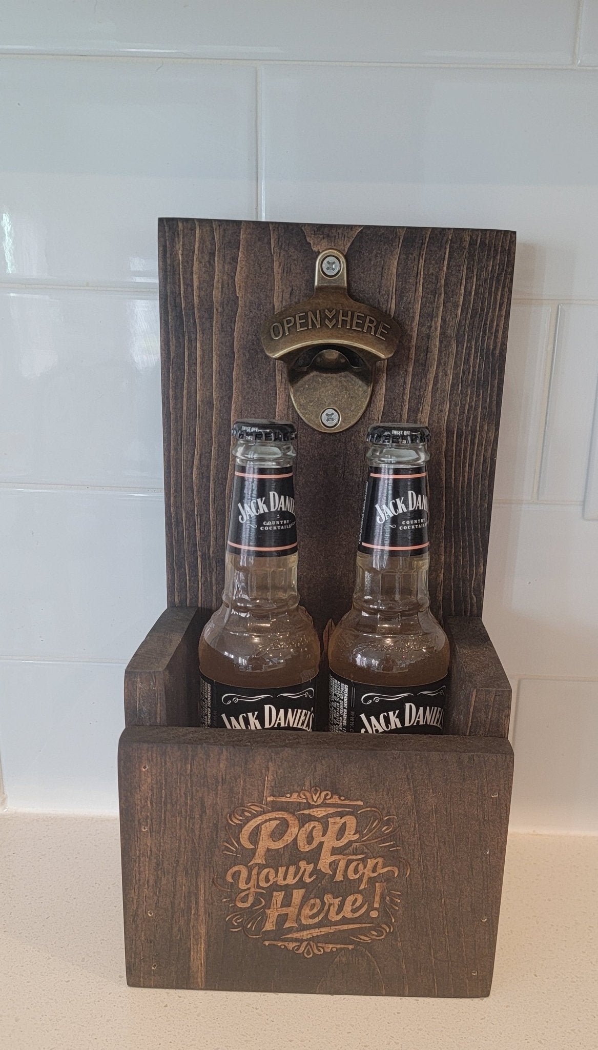 Handcrafted Bottle Cap Holder and Opener - Airik Creations LLC